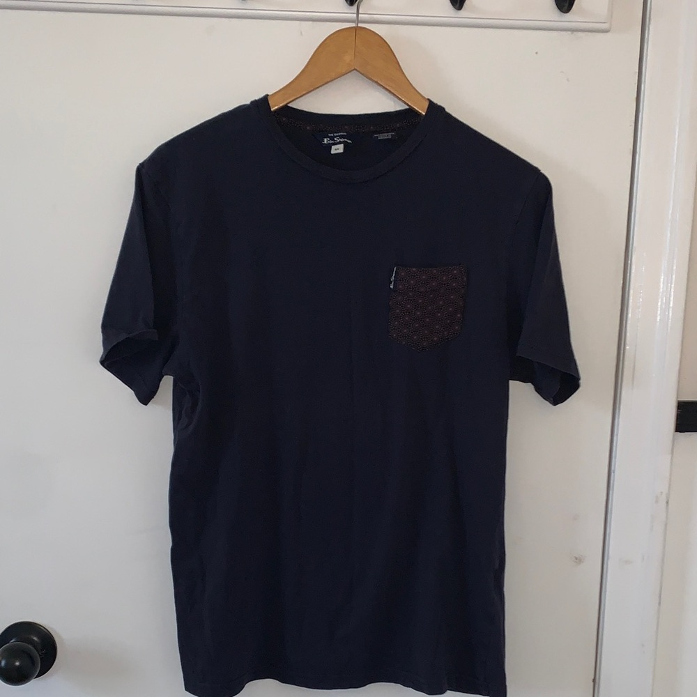 Ben Sherman Dark Blue T-Shirt with Patterned Pocket
